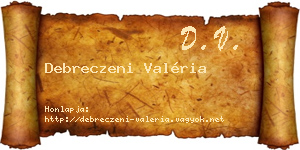 Debreczeni Valéria névjegykártya