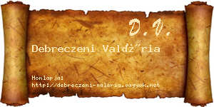 Debreczeni Valéria névjegykártya